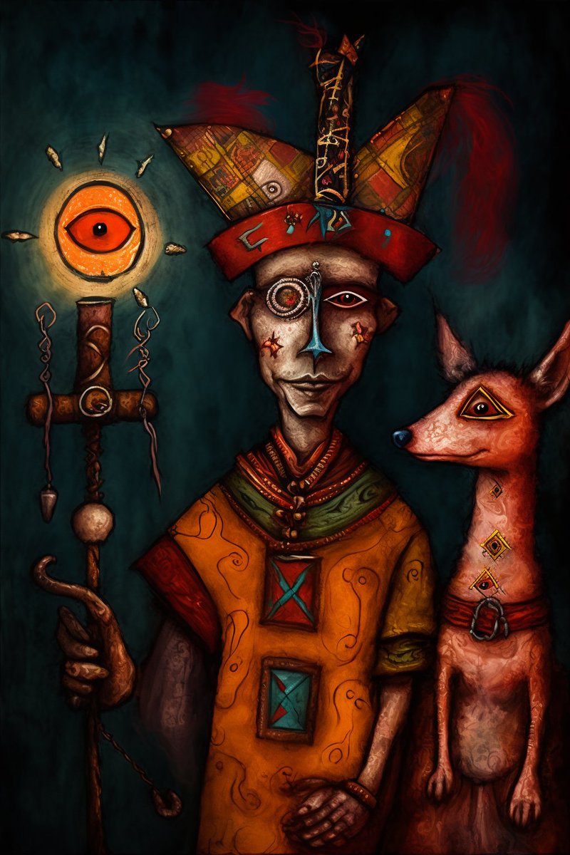 Hey everybody! the #Fool is here and ready to be scooped up by you. The first card of the #Tarot can be yours. Everyday a new Major Arcana card will be released on <a href="/KnownOrigin_io/">KnownOrigin.io</a> . Get yours here - bit.ly/thefooloftheta… Only 11 minted. #NFTartwork #visionary #AIart