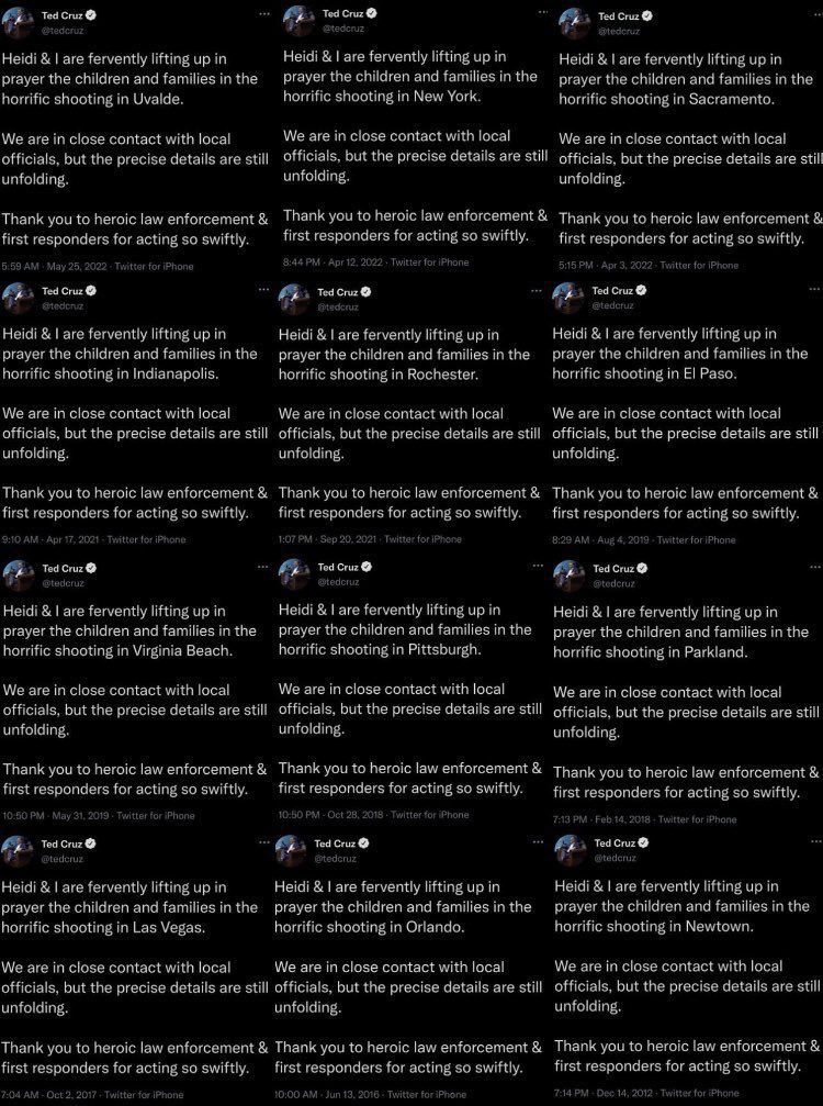 Which is worse? Ted Cruz saying the same for every school shooting or Brian Fitzpatrick never saying anything after a shooting?