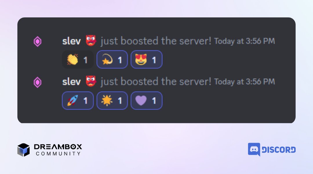 DreamBoxAI's tweet photo. We're feeling the love in our Discord Community! Huge shoutout to slev👺#2740 for boosting our server and helping us create an even better space for everyone to connect and have fun. 🚀❤️🎉
#Discord #BoostedServer https://t.co/LqhehWwGkd