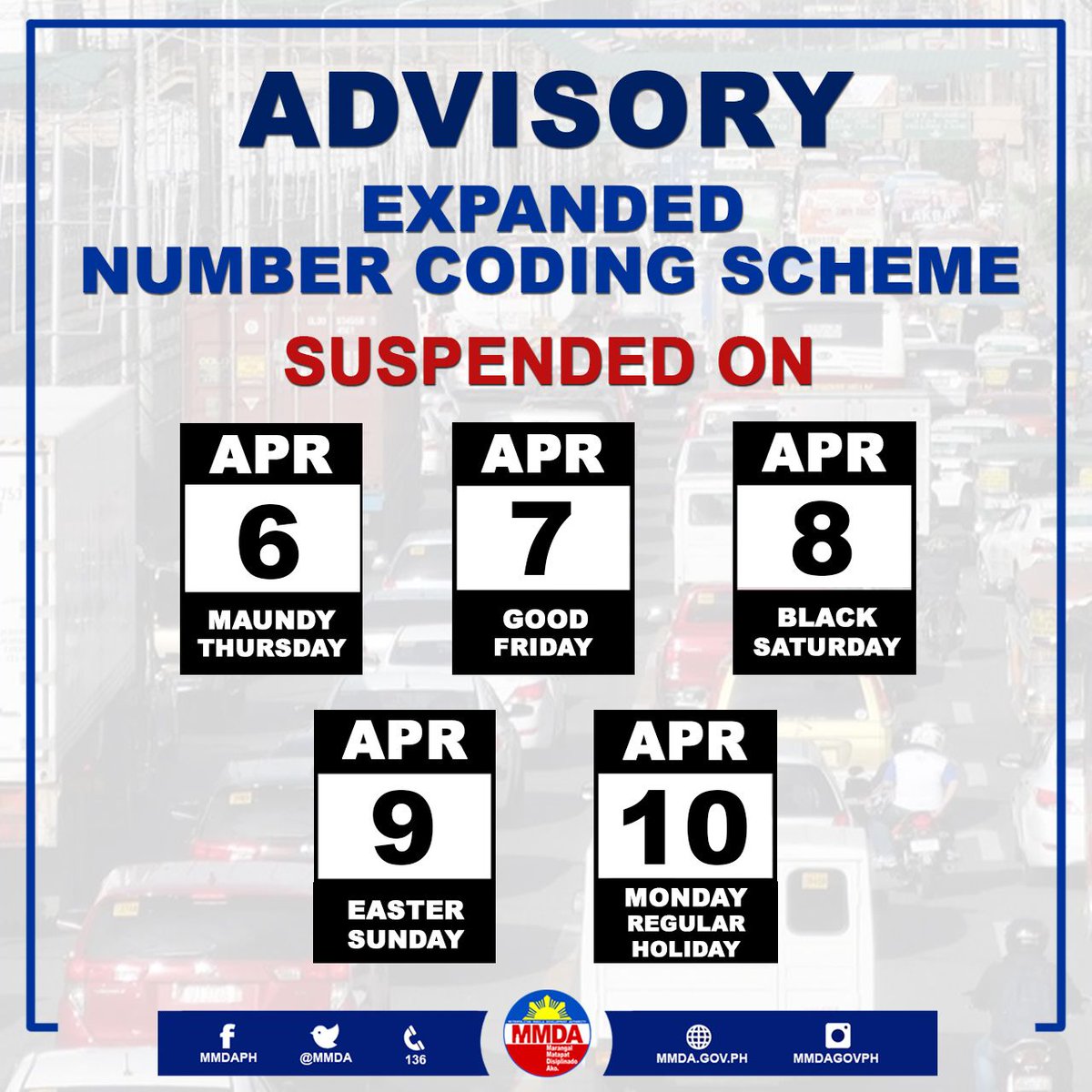 Valenzuela City on Twitter "RT MMDA Ngayong Semana Santa, suspendido