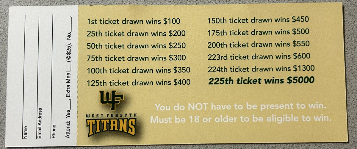 WestFoSoftball's tweet photo. It’s time again for reverse raffle! Tickets are $100 a piece, and include one meal. Let a West Forsyth softball player know if you would like a ticket!! https://t.co/rVpxnT0Qlx