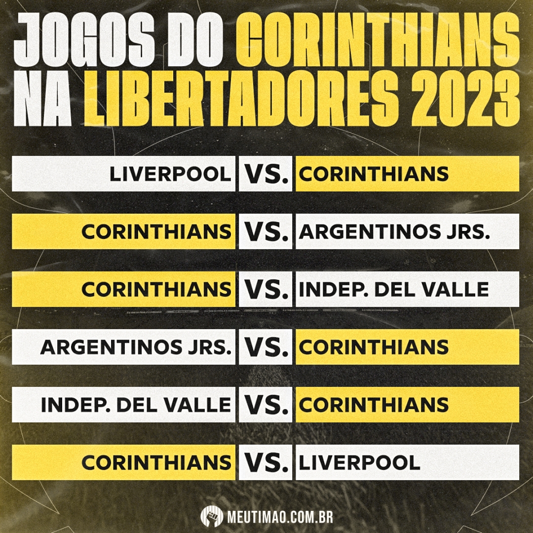 O calendário de jogos do Corinthians na fase de grupos da Libertadores 2023