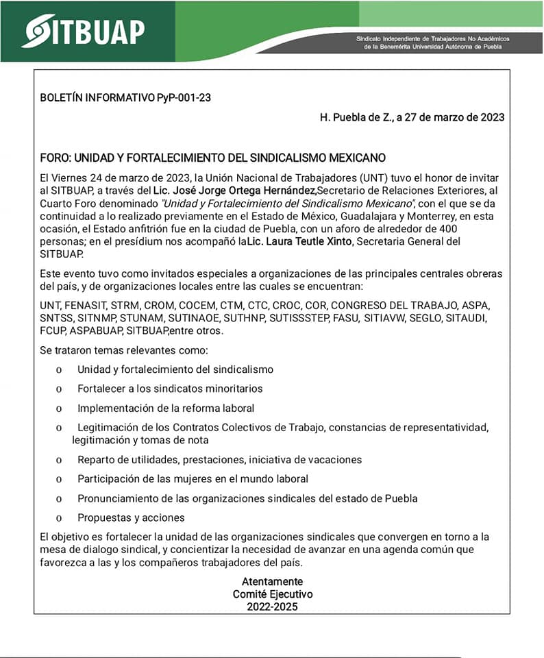 sitbuap's tweet photo. Boletín informativo https://t.co/kyVbsXsVS4