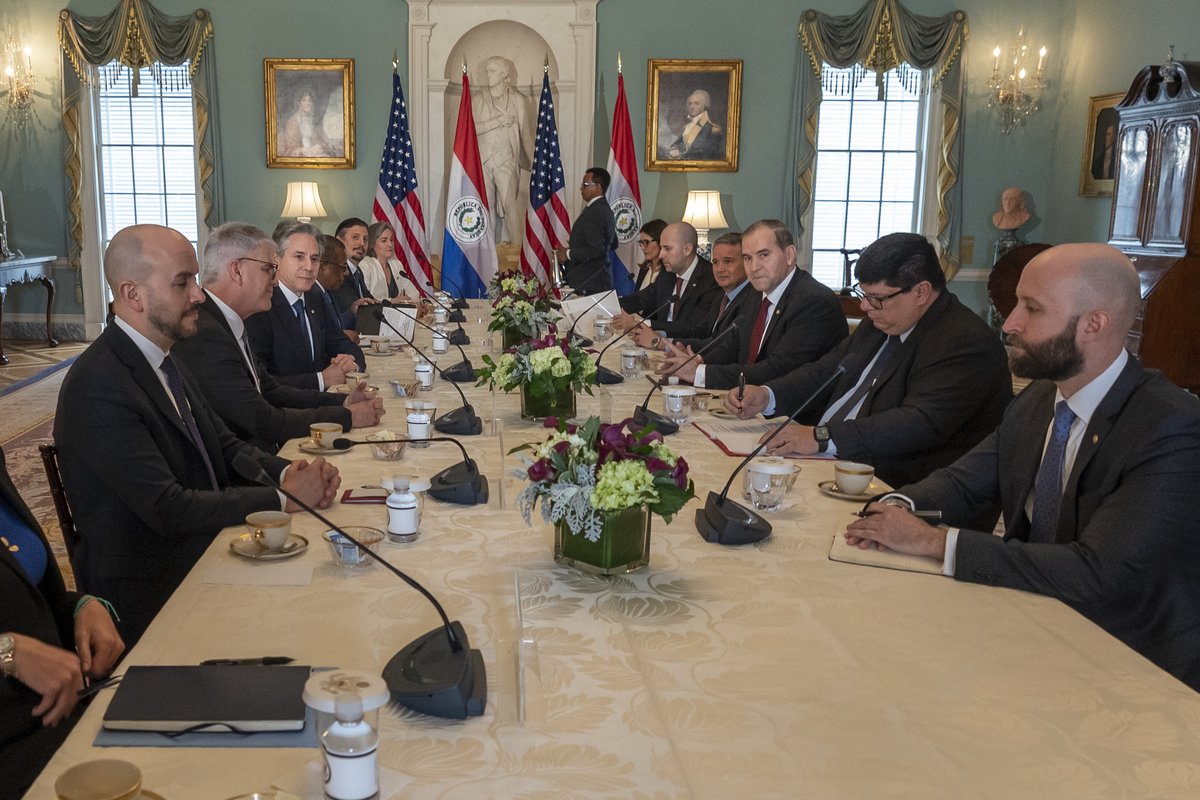 Met with Foreign Minister Arriola <a href="/mreparaguay/">Ministerio de Relaciones Exteriores</a> today, a strategic partner and friend in the region. We value Paraguay’s strong partnership in promoting democratic values, addressing security challenges, combatting corruption, and advancing our cultural and commercial ties.