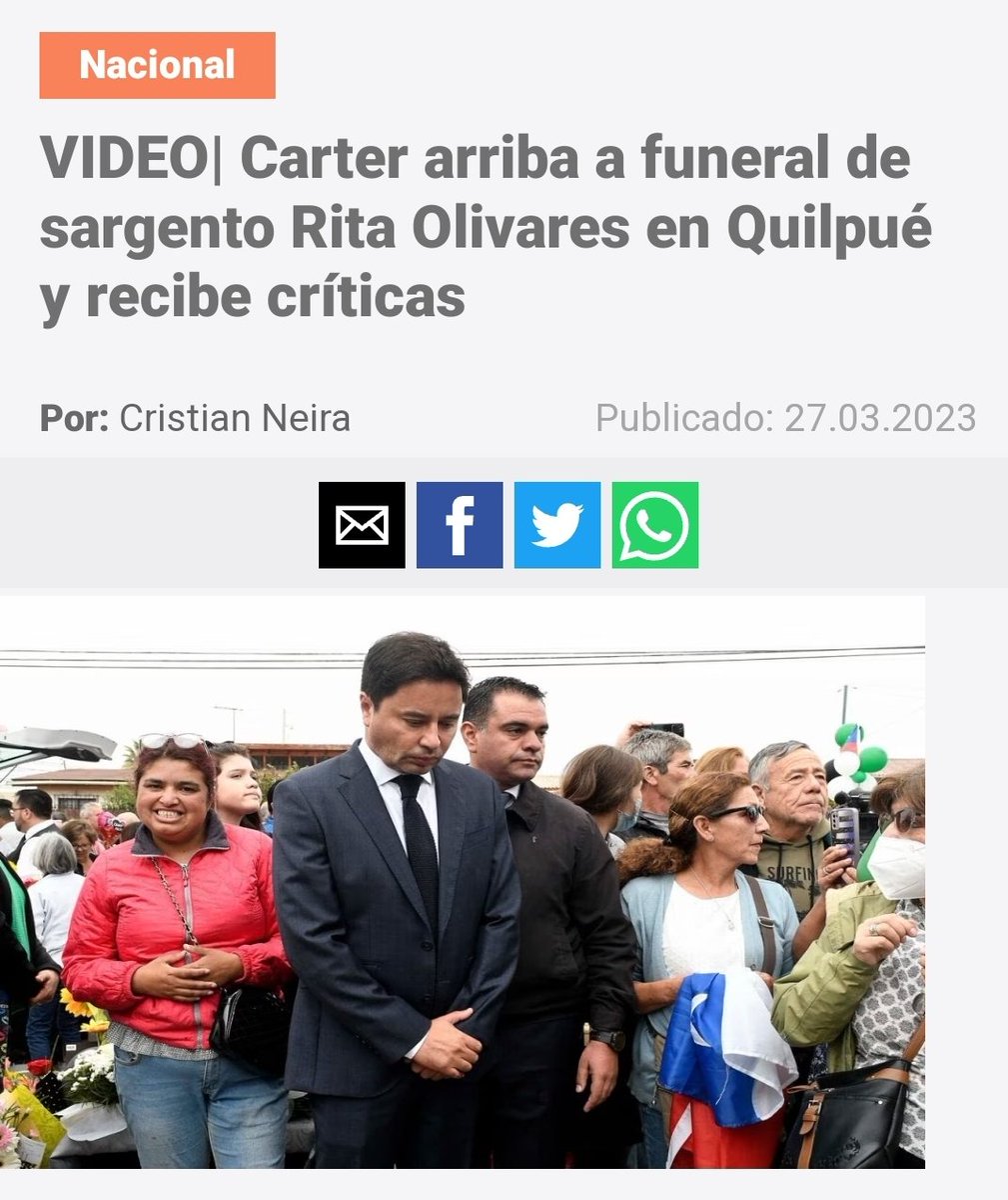 Janet90476632's tweet photo. Cito las palabras del propio @rodolfocarter 
"Hoy hemos visto la peor cara de la política" y tiene mucha razón, aprovecharse de la muerte de una @Carabdechile para sacar créditos políticos, es lo peor que he visto.  Te pasaste sinvergüenza 👌👇 https://t.co/nusUNhNSNF