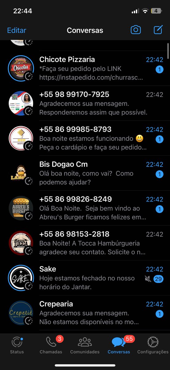 Eng_J_Ed's tweet image. O WhatsApp que bugou e comecei a receber mensagens automáticas dos restaurantes e dos lugares que prestam serviço

#whatsapp #bug #whatsapperror