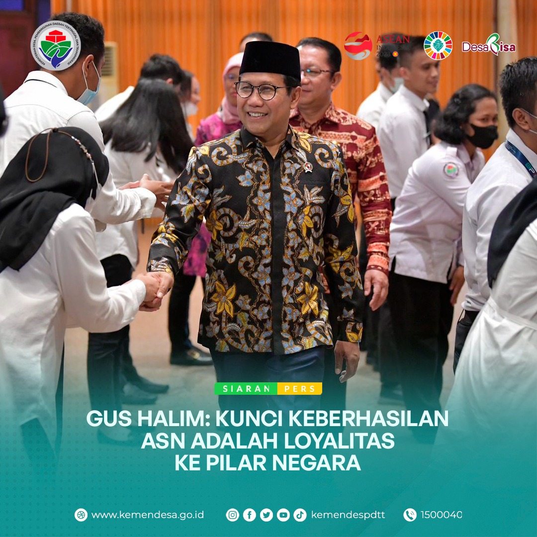 kemendespdt's tweet photo. Mendes PDTT Abdul Halim Iskandar mengungkapkan kunci sukses ASN saat mengambil sumpah PNS 299 Calon Pegawai Negeri Sipil (CPNS) Kemendes PDTT, kunci keberhasilan itu adalah loyalitas kepada pilar negara.

#KemendesPDTT
#SDGsDesa
#DesaBisa
#MulaiDariDesa https://t.co/ZjUkTwPHcF