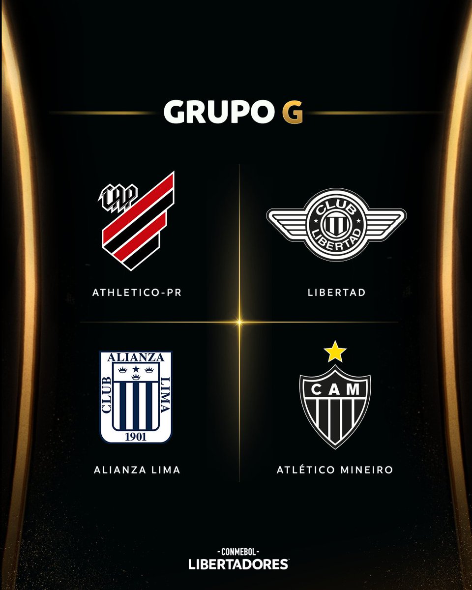 Libertadores's tweet photo. 🤟🏆🇧🇷 ¡Con duelo de brasileños! Así quedó definido el Grupo G de la CONMEBOL #Libertadores 2023.

🇧🇷 @AthleticoPR
🇵🇾 @Libertad_Guma
🇵🇪 @ClubALoficial
🇧🇷 @Atletico 

#GloriaEterna https://t.co/PlqTOeir8H