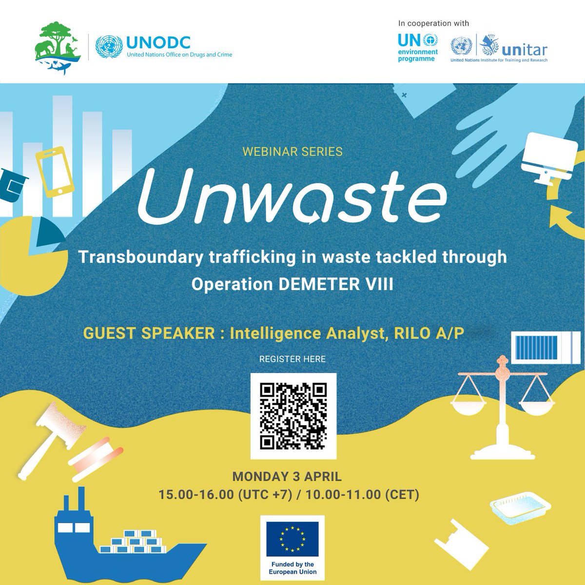 The #Unwaste webinar series is back! @WCO_OMD's RILO AP will share the results of Operation DEMETER VIII on illegal shipments of waste. Register: bit.ly/42BXuEN 🗓️3 Apr 🕑3pm UTC+7 10am CET #endENVcrime #organizedcrime