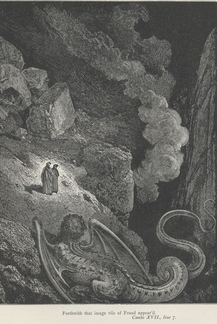 After leaving the Seventh Circle Dante and Virgil come across a huge waterfall which pours down into