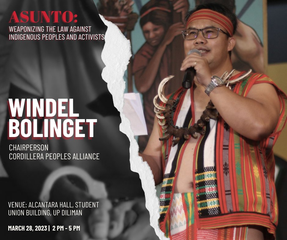 katribu_natl's tweet photo. KNOW THE REASONS BEHIND THE CRACKDOWN AND JUDICIAL HARRASSMENT AGAINST NORTHERN LUZON INDIGENOUS PEOPLES AND ACTIVISTS
Join our promising panel today (March 28), 2:00 PM at Alcanatara Hall, Student Union Building, UP Diliman.
#DefendTheNorth
#TheNorthResists
#DefendNL7 https://t.co/xc4NlIXXvm
