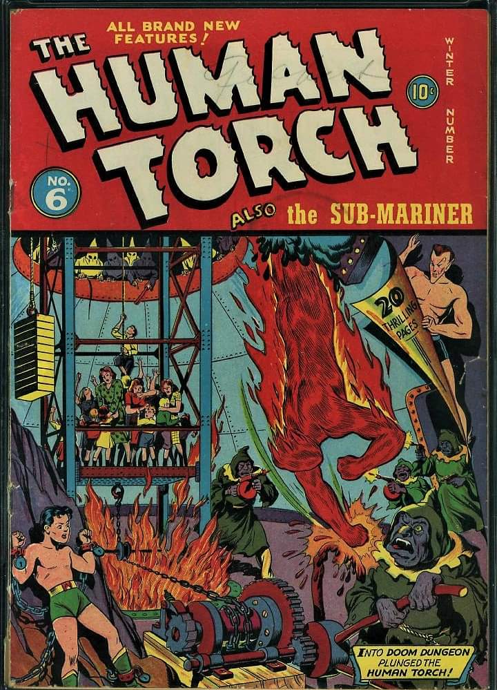 The Human Torch #6, arte de portada de Alex Shomburg, Dec 10, 1941