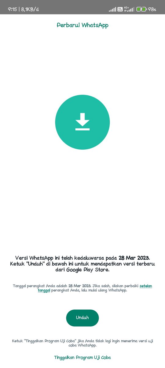 febriadhy18's tweet image. Ada yang whatsapp nya begini juga gak?
Ada yg tau solusinya gimana?

#wa #whatsapp #whatsapperror #whatsappdown