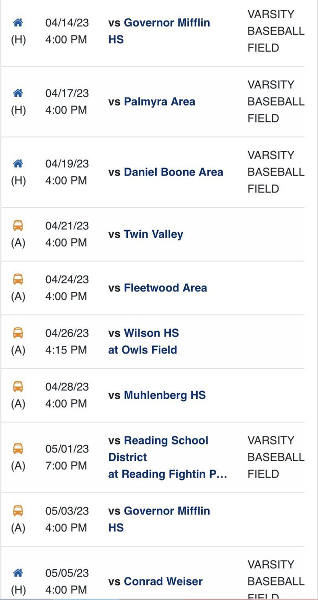 AlexLKelsey1's tweet photo. My 2023 High School Baseball Schedule ( Exeter Township, Reading Pa) https://t.co/RGBOmsBq7k