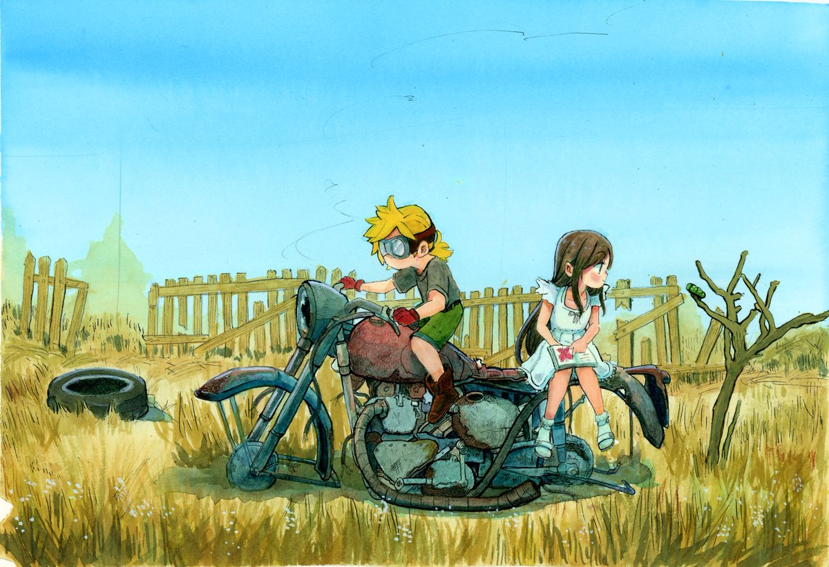 HTSA_art's tweet photo. Cloud and Tifa going for a "ride" back in Nibelheim 🐥❤️🐬 https://t.co/wCq65Sy35q