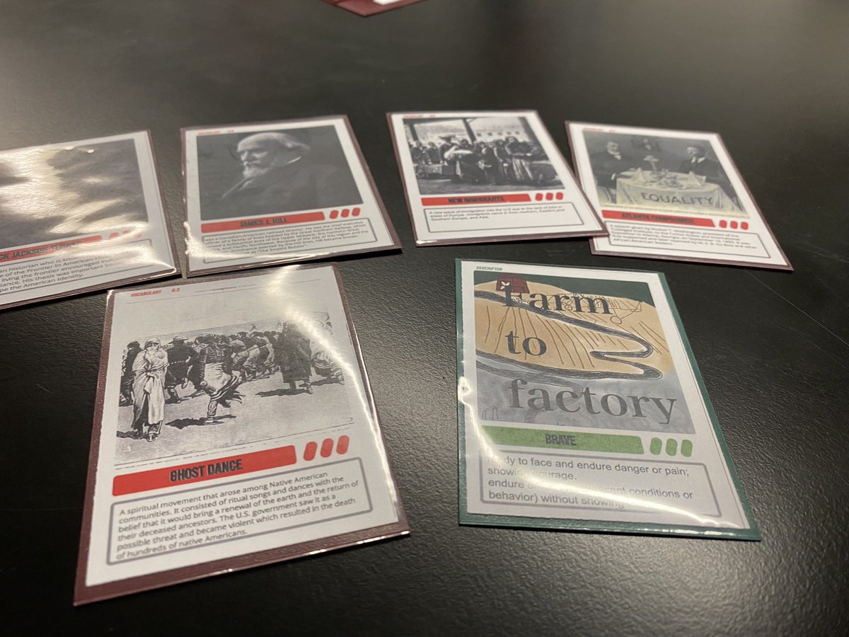 Inspired by @mrmatera and the Well PlayED podcast (check it out of you haven’t!), I had students “reskin” board games as a project and review for US History. The hit was “Farm to Factory” (a play on Apples to Apples). #Emc2learning #gamification #xplap