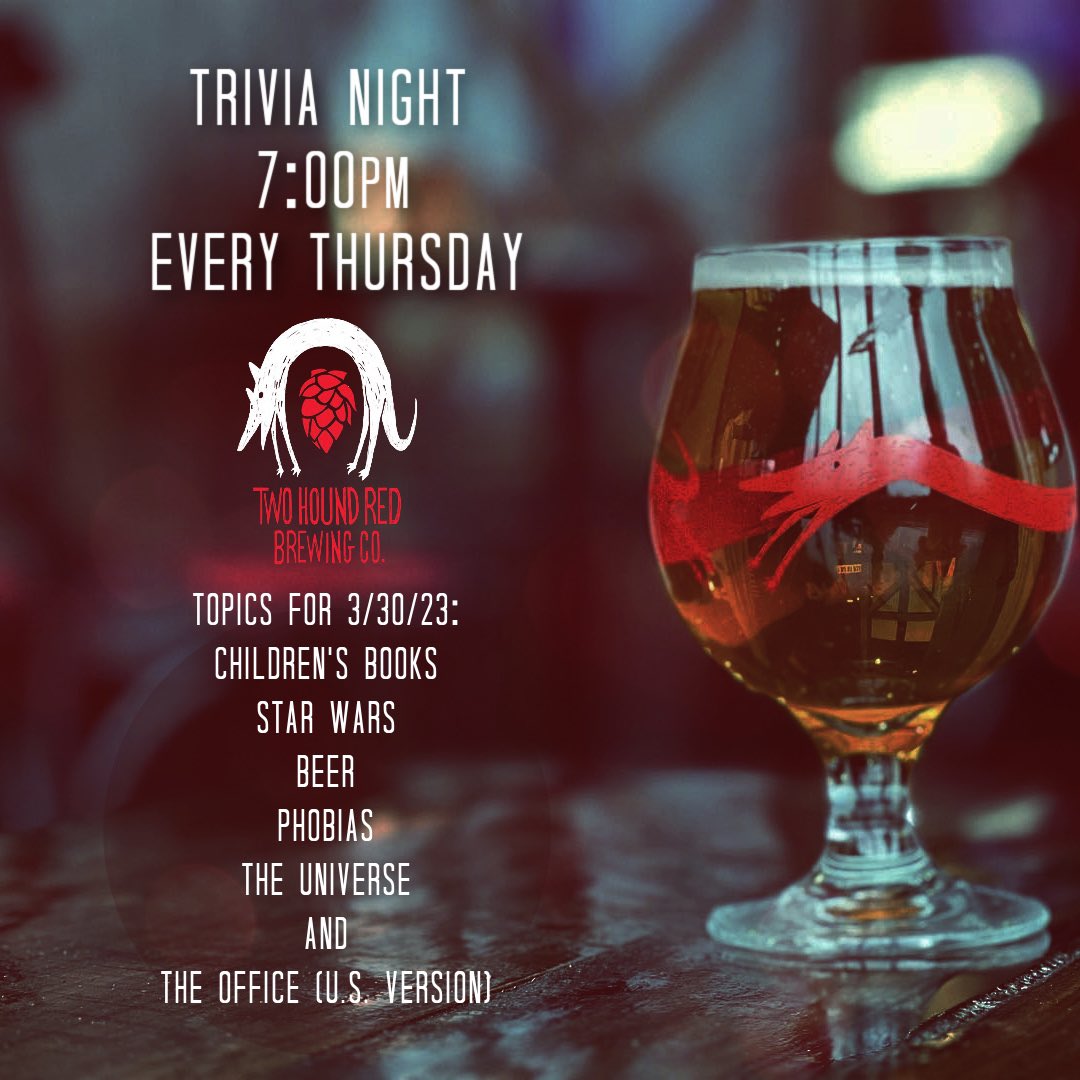TwoHoundRed's tweet photo. NEW HOST, NEW FORMAT, NEW PRIZES! Join us for Trivia Night, now every Thursday at 7pm! Grab some beers, have some food, stimulate your brain! Hosted by our new sales director, Ted Tomlin! #chicagotrivianights #chicago #trivia #breweries #brewpub #glenellyn #ilcraftbeer https://t.co/Djbz97NH7K