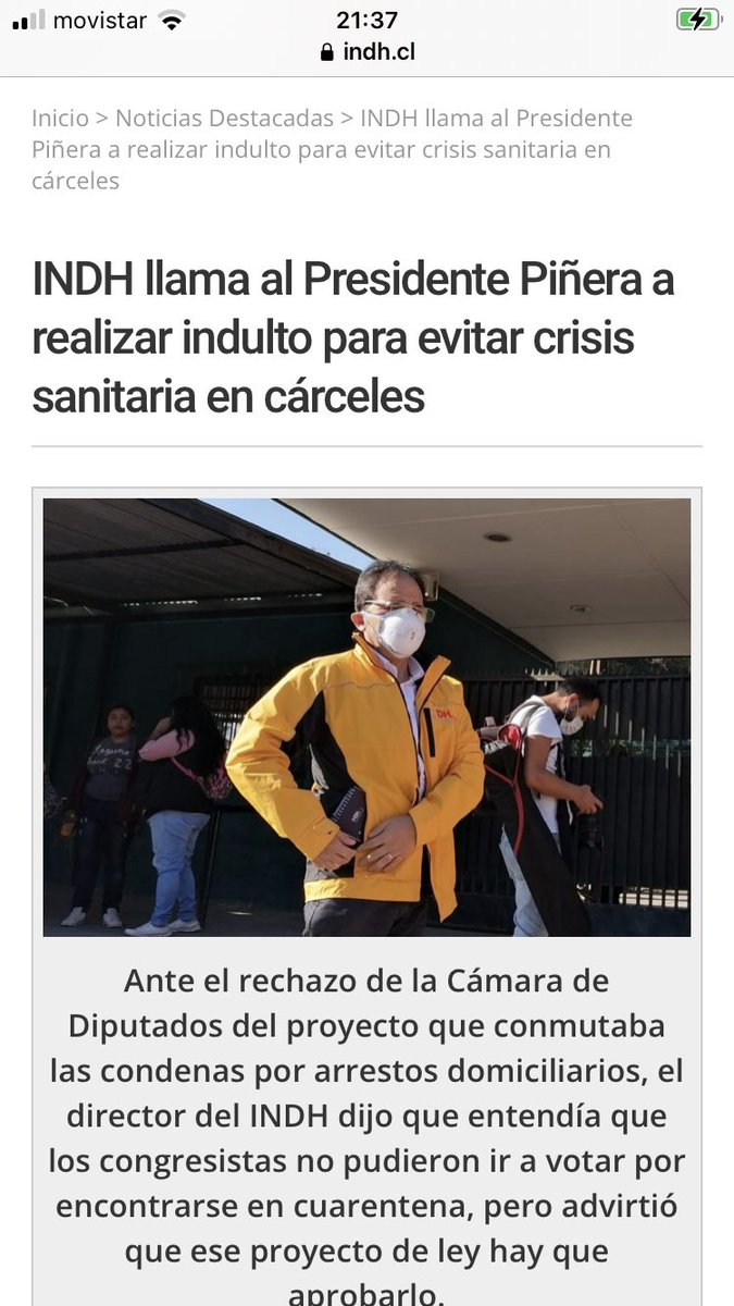 jgalemparte's tweet photo. @ClaudiaPizarro @FranceMauret Alcaldesa. La Ley 21228 fue votada como un indulto general por COVID en el Congreso. No es un indulto particular. Contó con el apoyo de los votos de diputados y senadores de todos los sectores. Fue solicitada por el INDH y la ONU. Le doy el dato para que no caiga en fakes. https://t.co/tTWlsmre70
