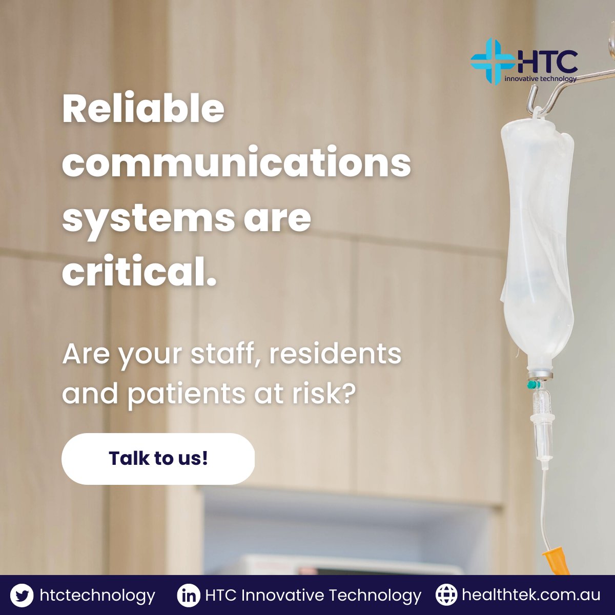 HTCTechnology's tweet photo. So many lives could be saved with a press of a button. Does your facility provide "reliable communications"?

HTC specialises in critical communications. Ask us how we can make sure you're prepared for emergency situations.

#HTCcares #telecommunications #communication #emergency https://t.co/AHCYG79IBN