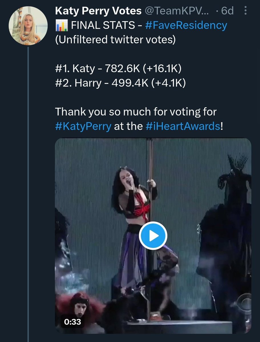 TeamKPVotes's tweet photo. Katy Perry has lost the "Favorite Residency" category at the #iHeartAwards2023 https://t.co/2Xunep0qe3