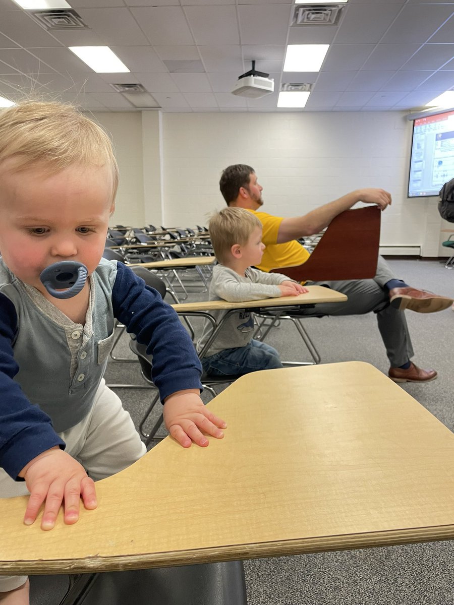 cierramersh's tweet photo. It was the first day of spring ball for @TCNJfootball and TJ demanded to go to the Offenses meeting and see @Coach_Mershman https://t.co/dRf5N7Ajfm