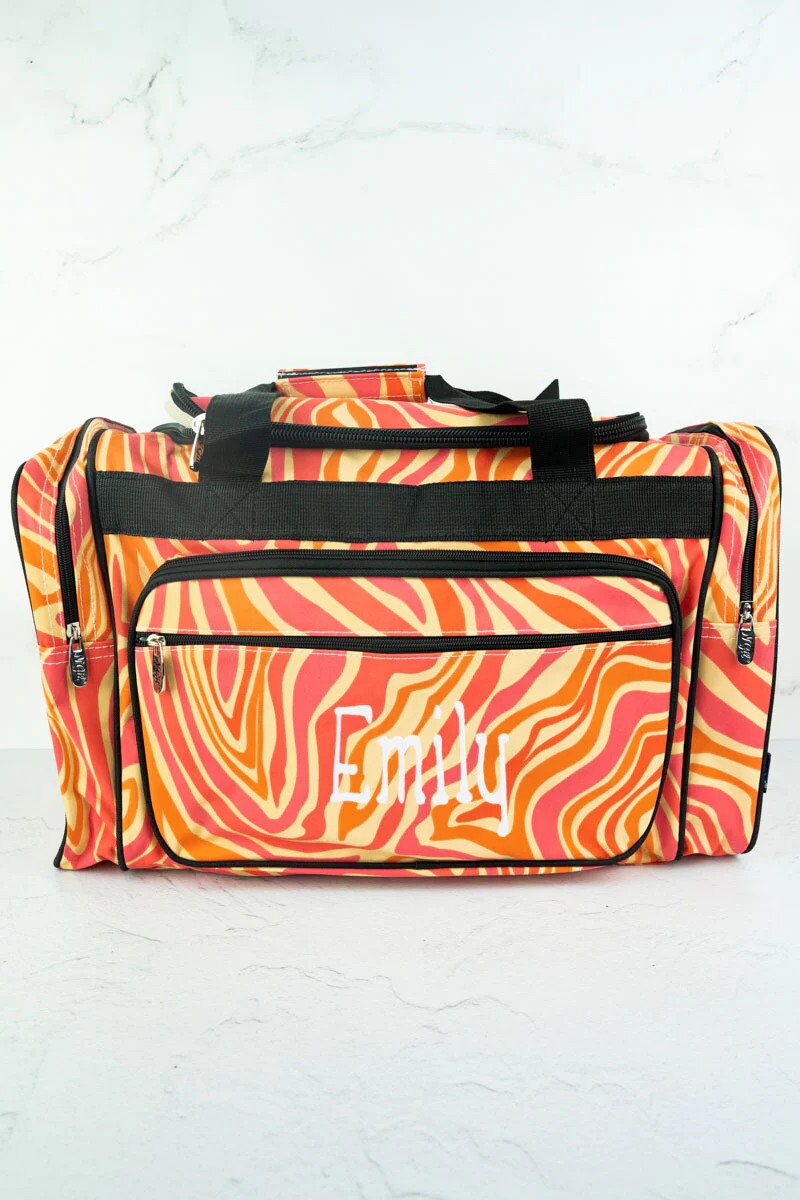 Excited to share the latest addition to my #etsy shop: Sweet Zebra 20' Personalized Duffle Bag With Monogram. Personalized Cheer Bag. Kids Duffle Bag. Womens Duffle Bag Gift For Her etsy.me/3lN9v9K #orange #birthday #christmas #weekenderbag #dufflebag #giftforh