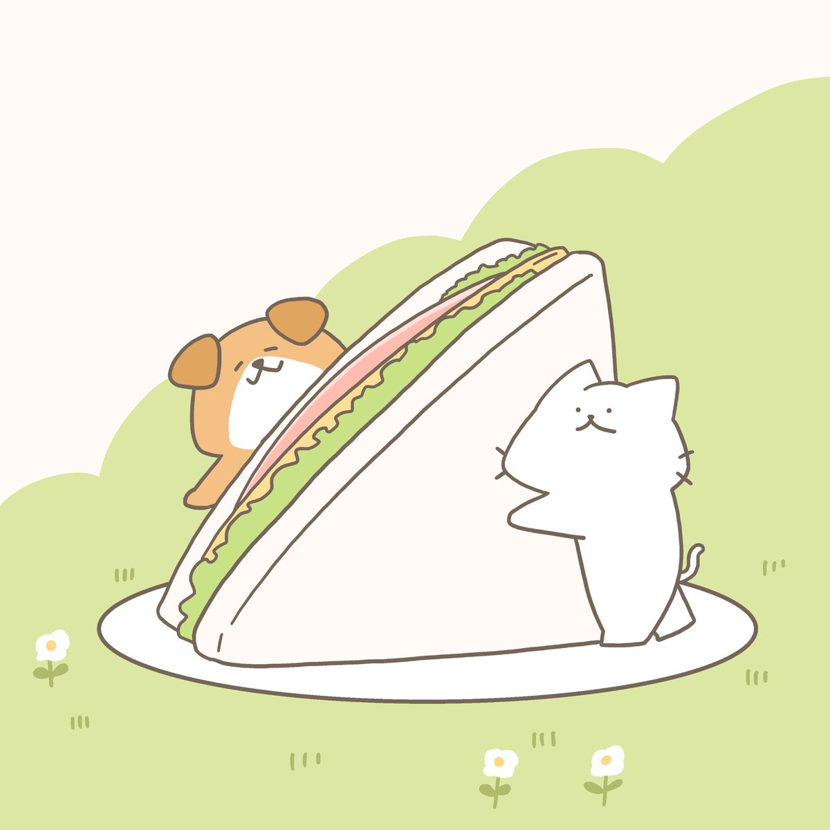 「お昼にサンドイッチはいかがですか 」|猫原のしのイラスト