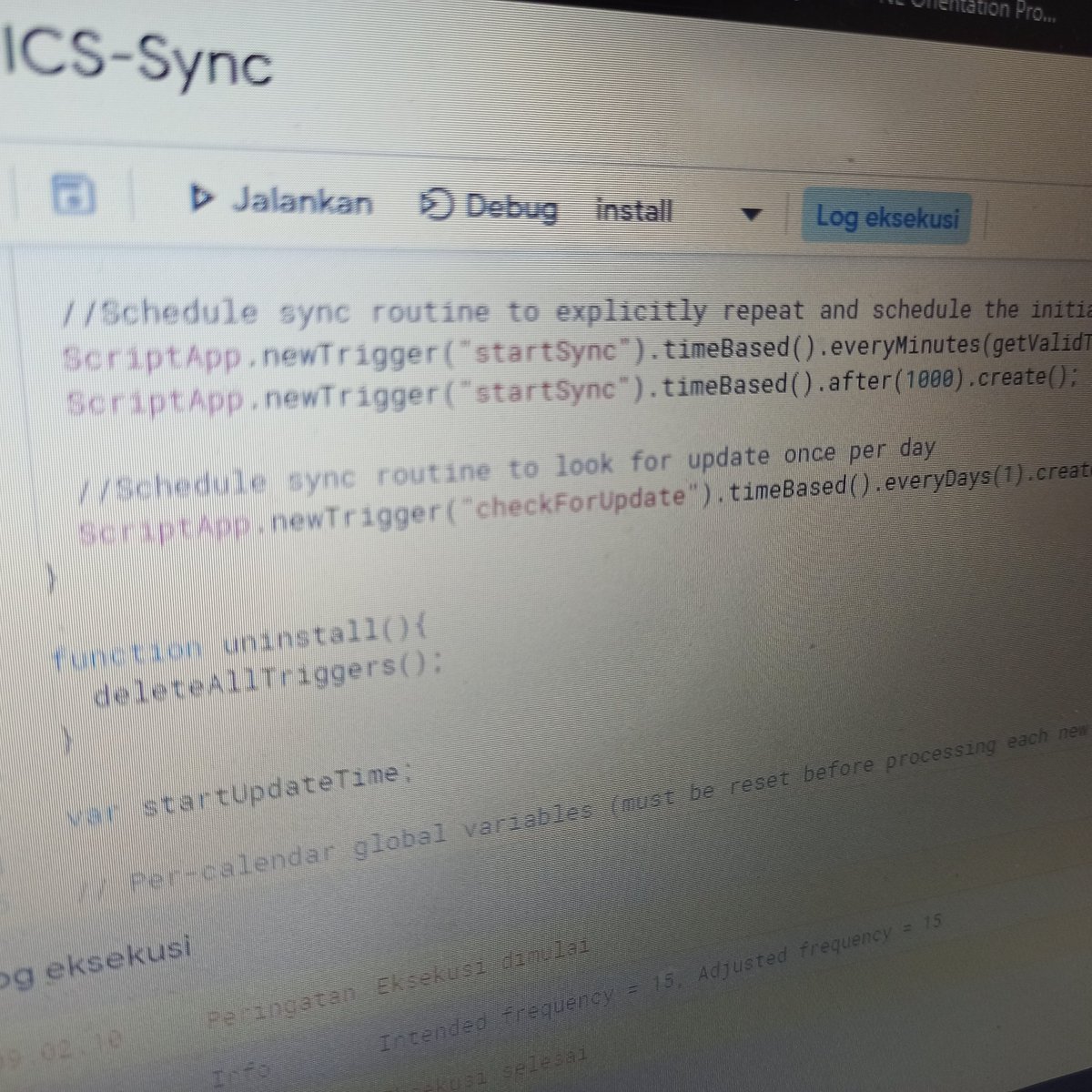 A few months of calendar syncing issue just solved with a simple yet amazing Google Apps script. "GAS-ICS Sync" proves that inserting another process can actually make it faster... and at the same time remove my frustration!