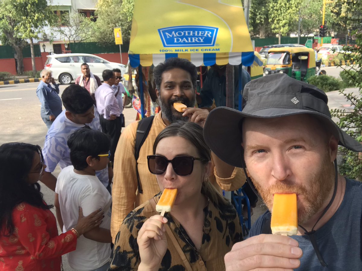 Delicious #mango #icecream from @MotherDairyMilk with @GoveasNikhil and Amy Hughes to start our #India trip supporting #dairyfarmer #livelihoods and #resilience. @NDDB_Coop @GrowingReturns @EnvDefenseFund