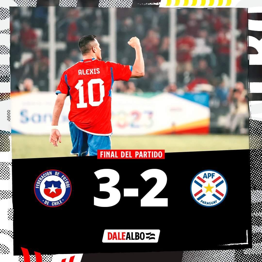 ¡GANÓ CHILE EN EL MONUMENTAL! 🇨🇱🏁⚽

Con Alexis Sánchez como figura total por ingresar, marcar un tanto y generar un autogol que casi se convierte en un olímpico, la Roja venció agónicamente a Paraguay en el Estadio Monumental. Paulo Díaz marcó el otro gol para Chile.
