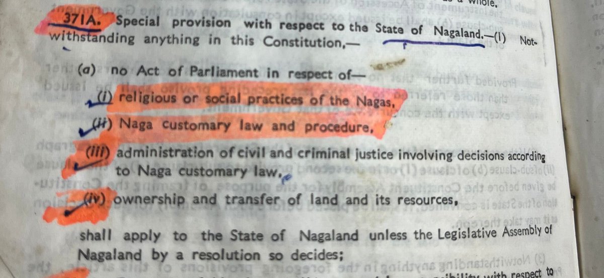 AloboNaga's tweet photo. Incase you don’t know about the special provision given to the State of Nagaland in the constitution of India. Article 371A https://t.co/gt4kNpoBnY