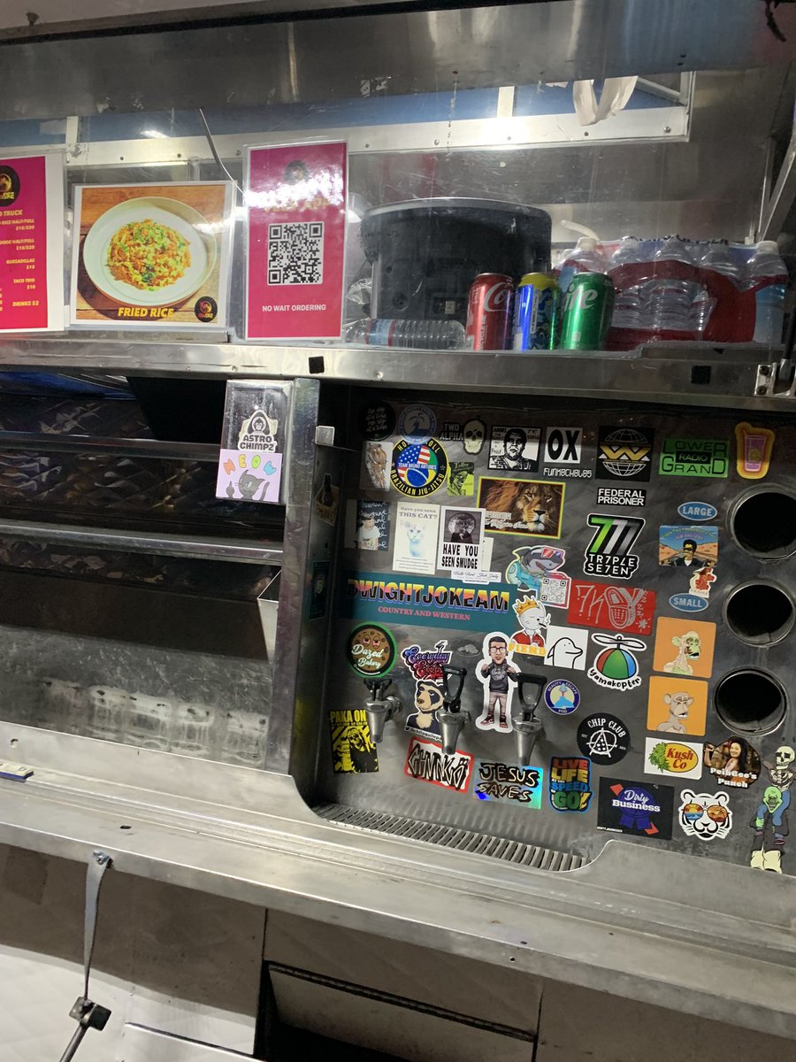 solodolo's tweet photo. A huge shoutout to @TaliaGangOrDie for making my @Not_OkayBears and @BeepBoopBotz stickers! Handed them out throughout NFT LA and had to slap em across the city 😮‍💨❤️ https://t.co/MjtfVcYp5C