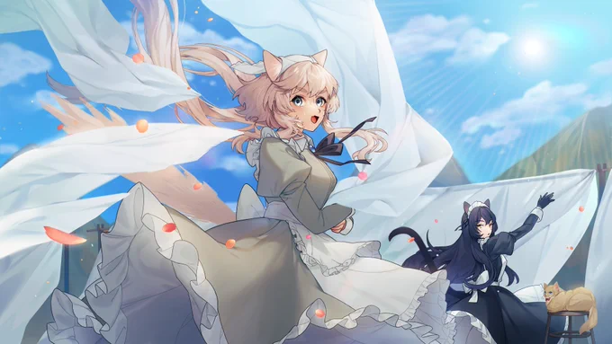 猫ちゃんメイド お洗濯の乱#Skeb #Commission 