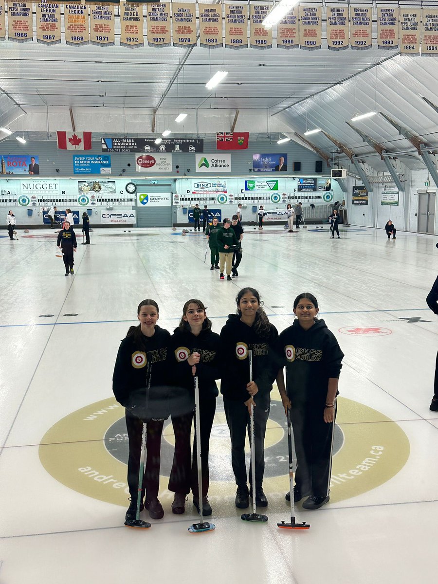 BHSSathletics's tweet photo. Last week our Girls Curling team headed to OFSAA (provincials)!!! They rep’d the hive well, didn’t advance out of pool play, but DID win the draw to the button challenge!! Way to go girls, congrats on a successful season! #HornetsStrong @BillHogarthSS https://t.co/viU4hWtBWw