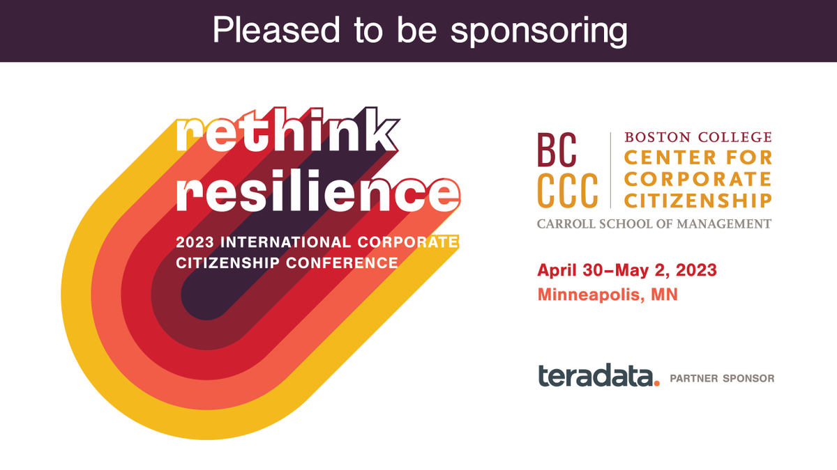 Teradata's tweet photo. #TeradataCares is a proud partner of @BCCCC's #BCConf23 (April 30-May 2, 2023 in Minneapolis). The event brings together hundreds of #socialimpact leaders from around the world. Learn more & register here: https://t.co/RFCtHQfbvf https://t.co/5a8xnIEsGq
