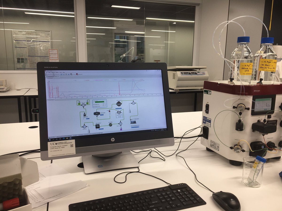 RachaelCWoodNZ's tweet image. And now we are running the actual #Chromatography practical (as opposed to my fun lecture experiments) comparing gradient and stepwise salt elutions on our column and friendly #AKTA system in Chemical Engineering! @UCEngineering @UCNZ