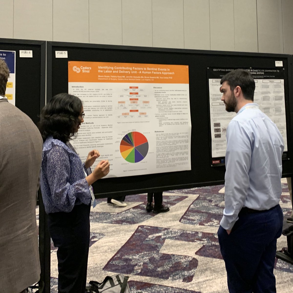 JenZamudio_'s tweet image. Incredibly proud of our Gewertz-Cohen Lab clinical research interns, Navin Rana &amp;amp; Meera Gupta, for presenting such important work at their first conference ever! 

They did a phenomenal job — now they’re off to med school with new #HFE knowledge!👏🏼 #HFESHCS   @CedarsSinai