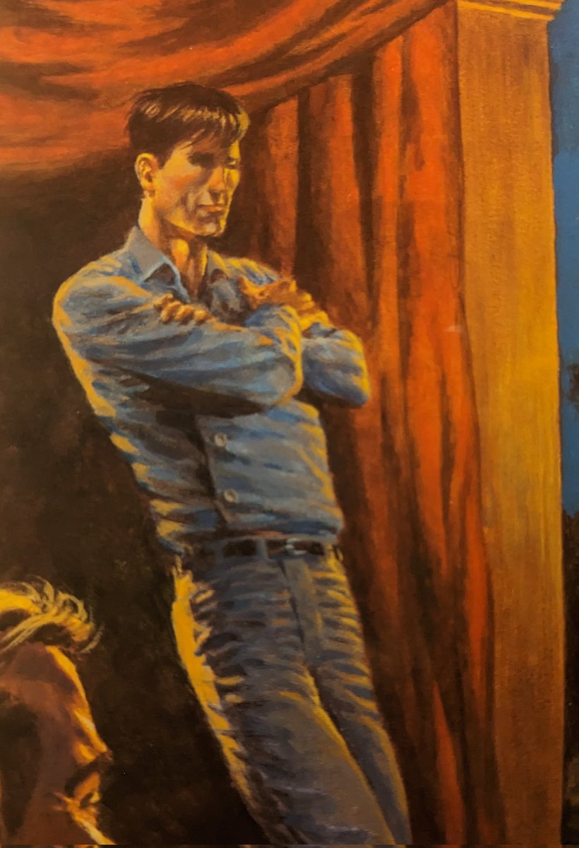 2003 illustrated edition of the Dark Tower books Gunslinger looking like he's helping Ferris Bueller do funny voices on the phone