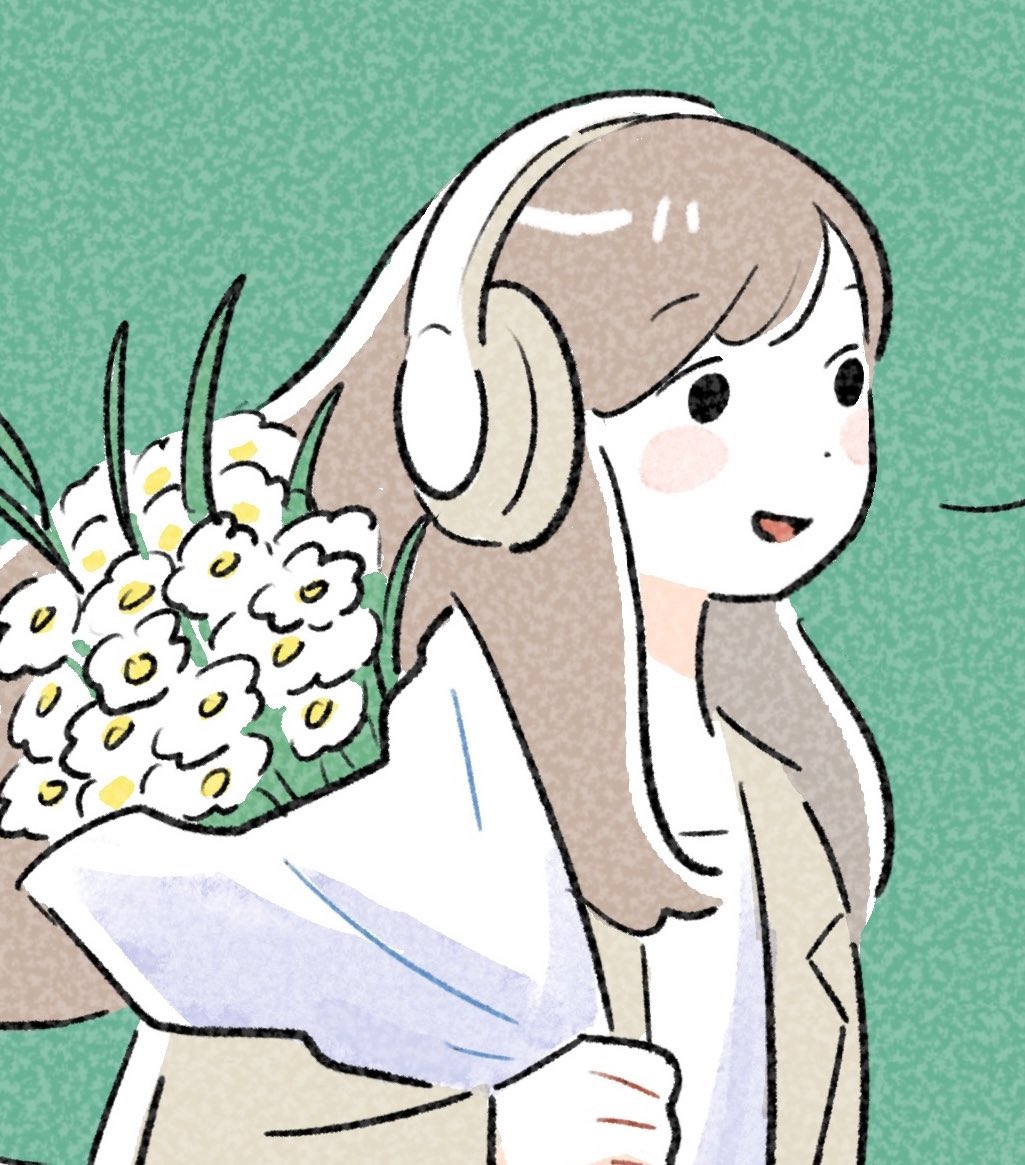 1girl solo flower musical note long hair white flower dress  illustration images