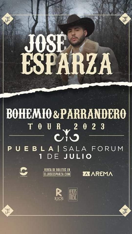 Atención #Puebla prepárense para cantar #CuandoQuierasQuiero y #SiYaMeEnamore!!!
Con su #BohemioYParranderoTour 2023, el reconocido compositor y cantante: #JoseEsparza llegará con muchos de sus éxitos!!! 🎶
🗓️ Sábado 1 de Julio.
🕤 9:00 pm.
📫 Sede: Sala Forum 
🎟️ <a href="/aremamx/">AREMA</a>