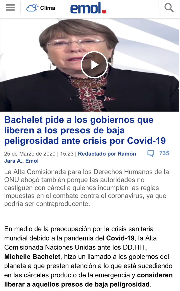 EJavierSpz's tweet image. El indulto de Piñera en el 2020 fue en el marco y contexto de la Pandemia de Covid en conjunto con el Congreso en donde fue aprobado por unanimidad... No fue un indulto discrecional y específico como el realizado por Boric. De hecho fue solicitado por Bachelet desde la ONU DDHH.