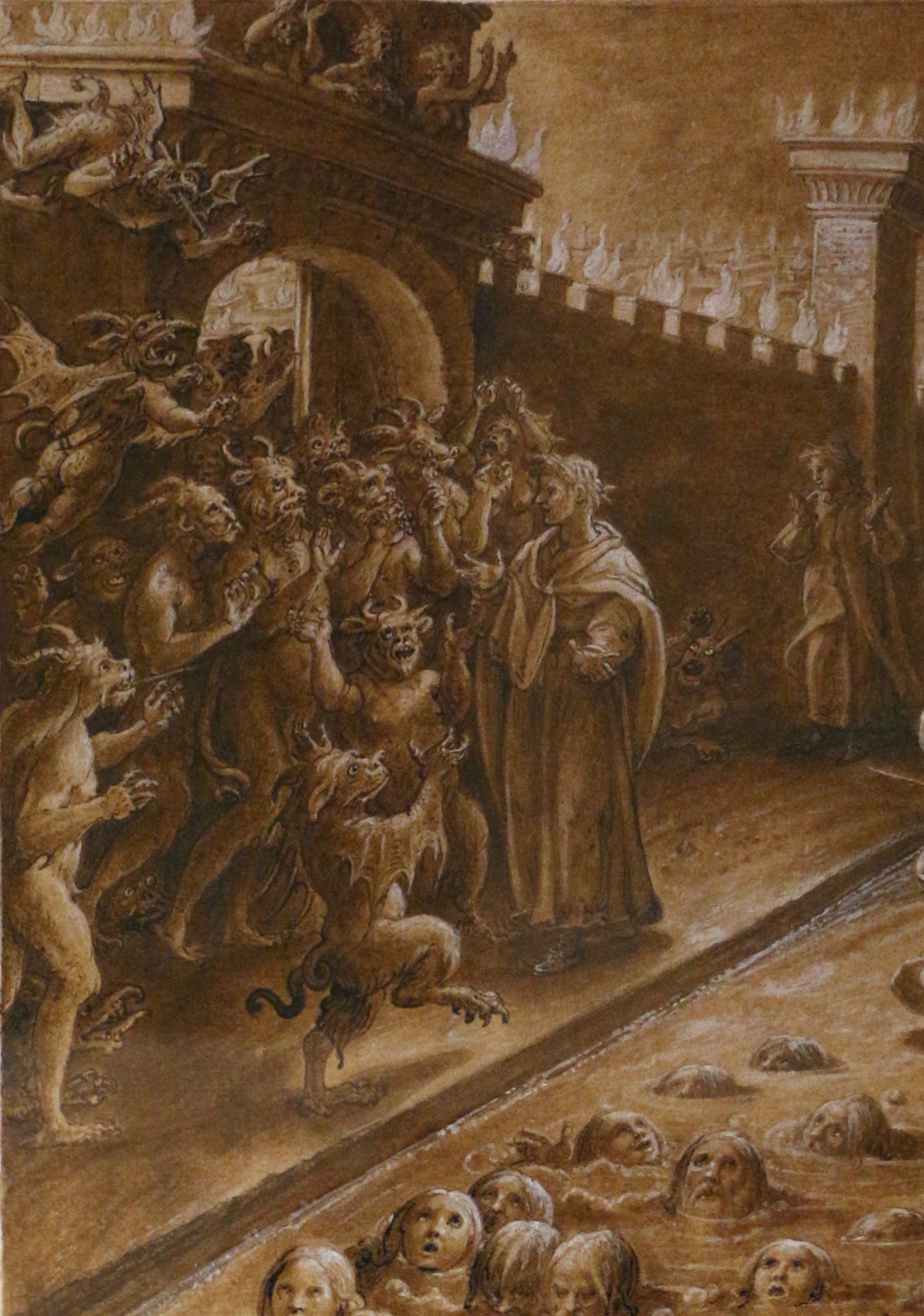 Dante and Virgil enter Dis with the help of an angel who forces the Furies to let them in. 

Once wi