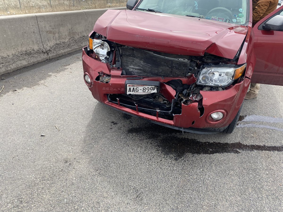 dontgameplayer's tweet photo. When the guy behind you doesn’t realize  traffic has slowed down. My coworker suffered luckily for me working out and wrestling saved my ass. #carcollisions #CarCrash #accident #noinjuries https://t.co/5GY83w7Jyf