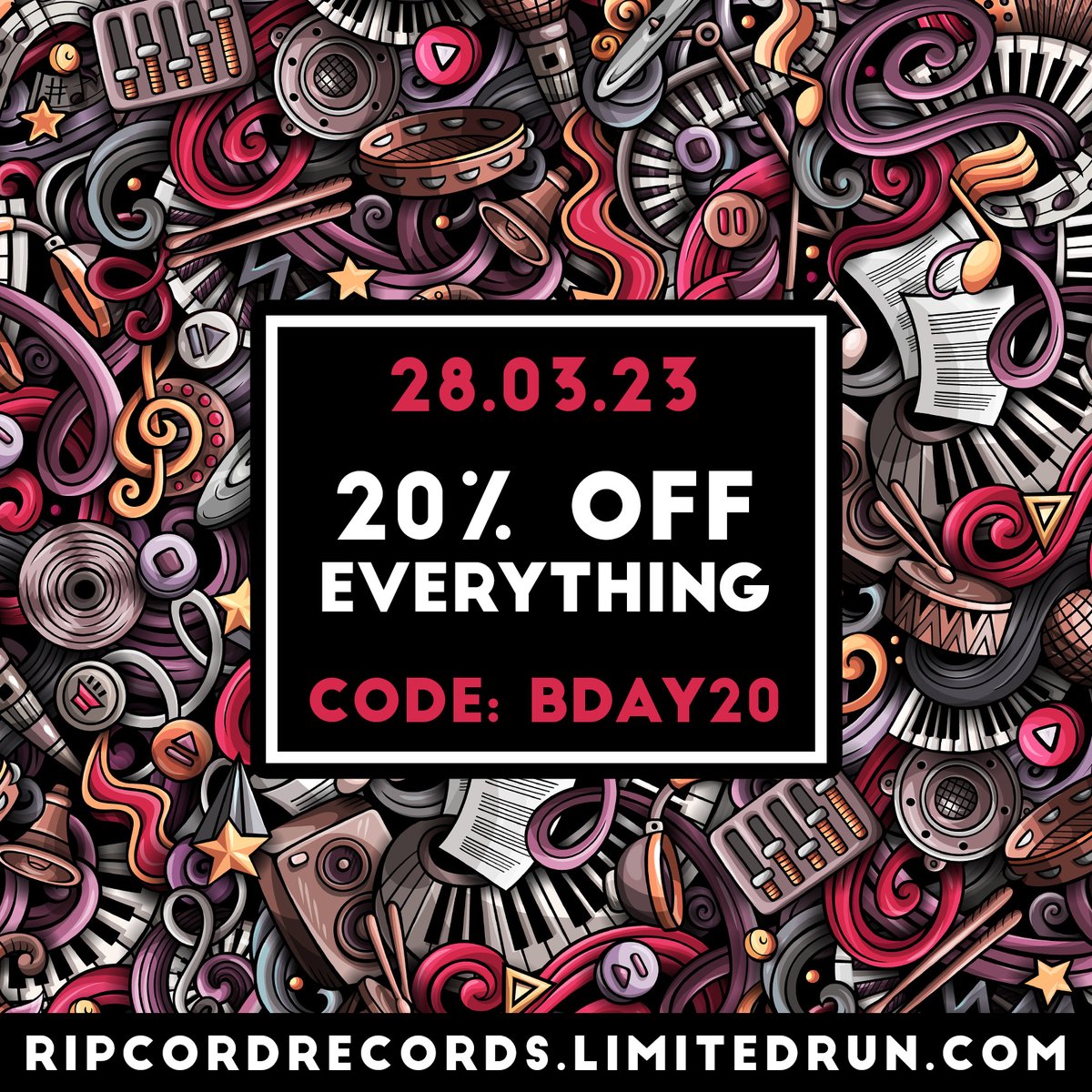 It was my birthday at the weekend and I meant to put a sale up but forgot. This will last until midnight tonight (Tues, 28th March). The code will work on everything, even preorders. You can use it on our bandcamp too! Tell your friends!