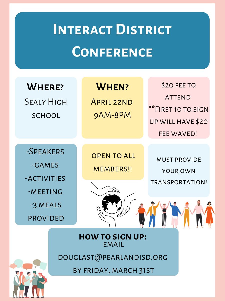 InteractDawson's tweet photo. Come by the Interact District Conference on April 22 from 9AM-8PM we would love to see y’all there! https://t.co/A0WemtPSwO