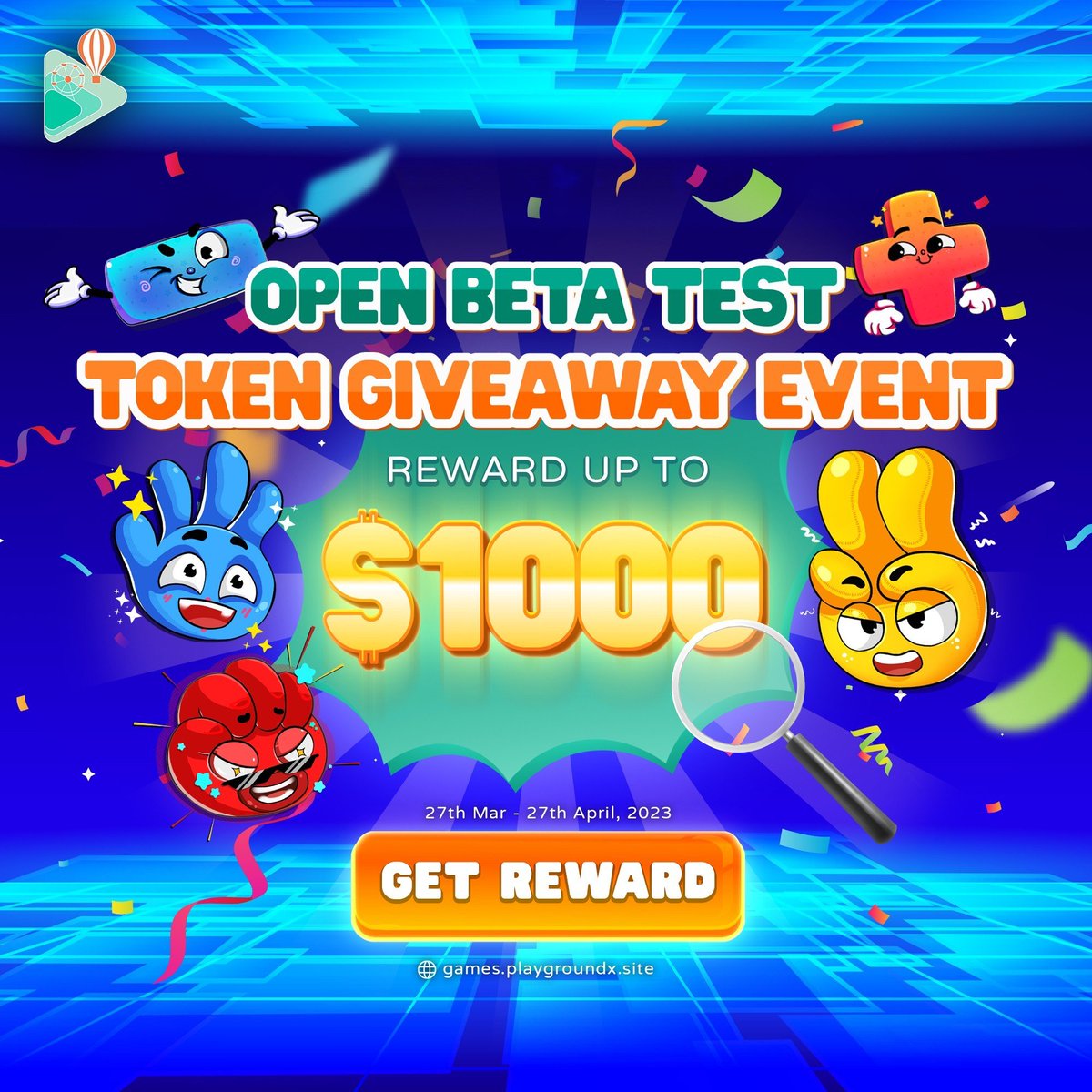 GroundPlay3's tweet photo. 📣 Join the Open Beta Test of Playground Game Center to receive free crypto bonuses worth up to $1,000!
🎁PARTICIPATION lINK: 
Game (Event site): https://t.co/BFWLRQwSJH
Report Link: https://t.co/znznFst1yR https://t.co/qD9tfvrsmN