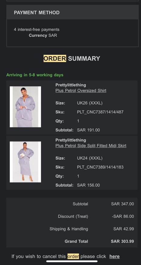 SarahPelo's tweet photo. @VogaCloset The order number is 102072322. As you can see on the attached photos, I ordered the lilac set and the green one was ordered. https://t.co/O1Wb04NesO
