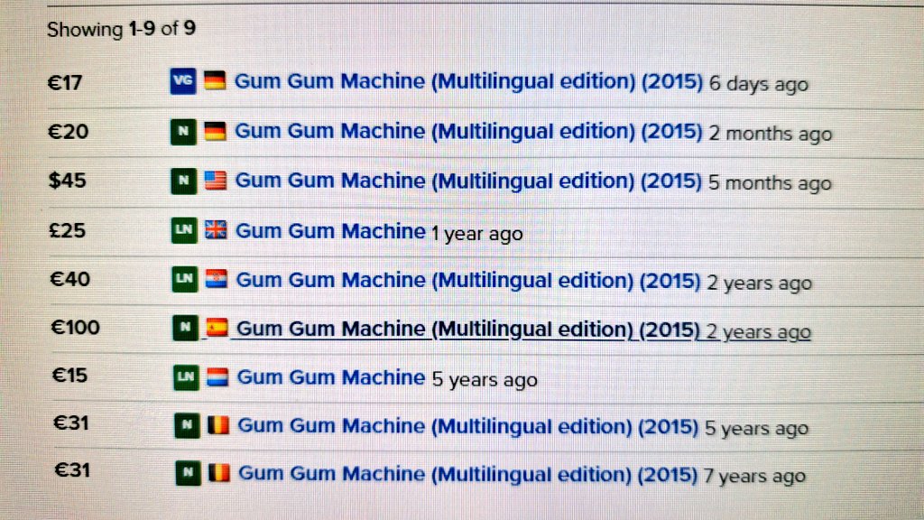 FunatticChannel's tweet photo. Hace tiempo que busco un #GumGumMachine para jugarlo con la peque y no lo encuentro. Hoy me da por mirar en la BGG y hay precios muy asequibles pero el envío puede irse de madre.
De repente... ¡Oh, el español! https://t.co/H9UcF06V99