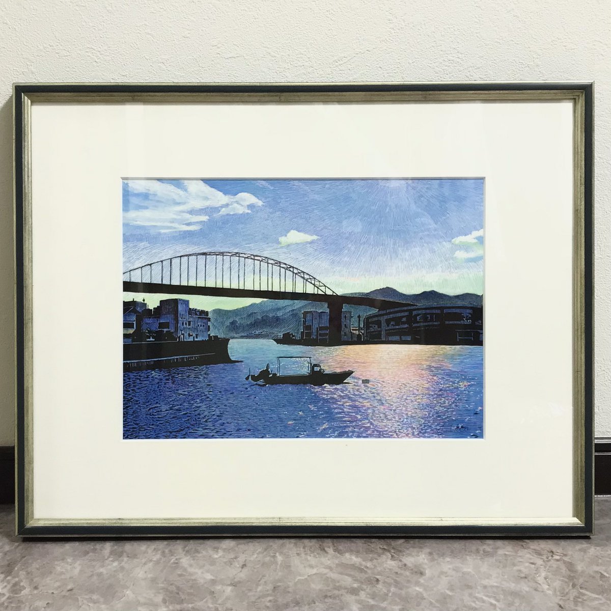 作品紹介】 作品名：「音戸大橋」額装原画 原画サイズ：F4号 使用画材