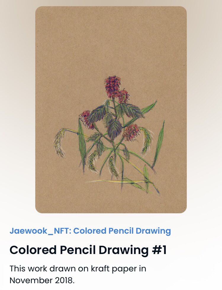 색연필 드로잉 컬렉션에 NFT가 민팅되었습니다.

NFT has been minted on <a href="/opensea/">OpenSea</a>

▶️opensea.io/assets/ETHEREU…

#nft #nfts #nftart #nftartist #nftcollection #nftcollector #nftcommunity #nftartradio #knft #koreannft #rhythmicalnft #opensea #openseanft